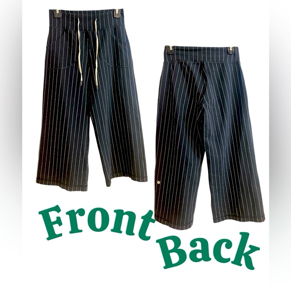 lululemon Black Pinstripe Wide-Leg crop pant - Picture 3 of 8